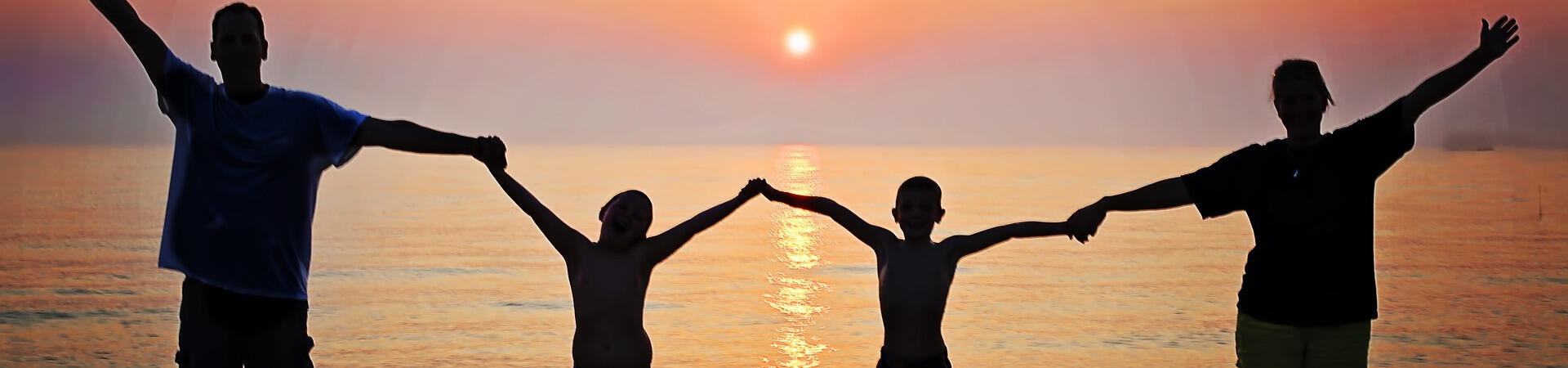 Silhouette of group of happy people